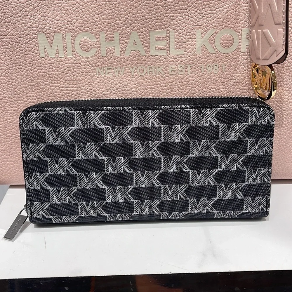 Michael Kors Men’s Women’s Cooper Tech Zip Around Continental Wallet Black Multi